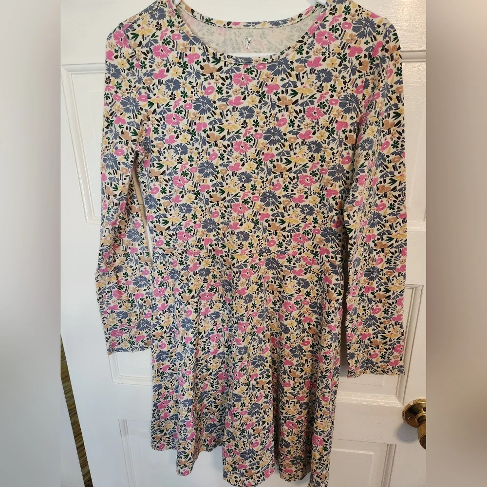 Bundle Of Two Gap 100% Cotton Long Sleeve Dresses, Floral And Polka Dot, XXL